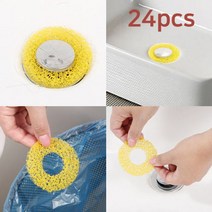 도넛 머리카락 필터스펀지24P 세면대 머리카락 청소, 단품