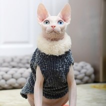 펫보스 고양이 스핑크스옷 겨울옷 부드러운 니트, 그레이