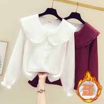 오버핏셔츠 플랫카라 상의 여성 겨울 가을 와이드 루즈핏 반팔셔츠 클래식 홍콩무드 기모함 두꺼운셔츠 1851425489