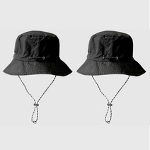 로지 남녀공용 등산용 벙거지 접이식 포켓모자 2P, 블랙+블랙