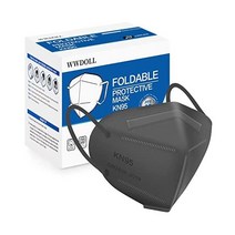 WWDOLL KN95 페이스 마스크 25팩 5겹 통기성 블랙, 회색