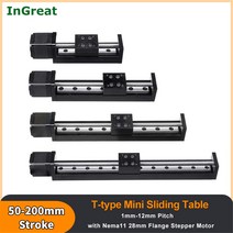 어닝레일 CNC 선형 레일 가이드 스테이지 T 형 미니 스테퍼 모터 액추에이터 50-300mm 스트로크 슬라이딩, 05 12mm Pitch_04 200mm