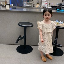 바로배송 블루 레이스 롱 원피스 프릴 나시 여름 데일리 등원룩 휴양지룩 휴가룩 리조트룩 자매룩