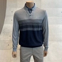 인디안 울혼방 남방 에리 레이어드 이중에리 한기장 스트라이프 패턴 니트 MITBPXF8451 04