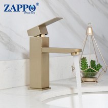 소형싱크대 간이 미니 싱크대 ZAPPO-블랙/크롬 마감 사각 욕실 싱크 수도꼭지 싱글 핸들 세면대 워시 탭, 07 Brush Gold