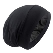 Satin Lined Hair Cover Sleep Cap - Adjustable Stay on No Fading Slouchy Skull Night Sleeping Beani, 1개