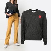 [꼼데가르송] 여성 하트 니트 스웨터 그레이 P1N073