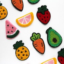 Z365 뽀글 과일 장식 2개 와펜 패치 헤어핀 만들기 장식, 수박(watermelon)