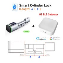 스마트 디지털 도어락 RAYKUBE-S1 Tuya BLE TT 잠금 전자 도어 장치 DIY 실린더 코어 지문 앱 키 IC 카드 해제 홈 호텔, [01] A30 B30, [08] TT Lock-S Gateway