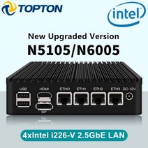 4 인텔 i226 v 2 5gb lan 팬리스 미니 pc n6005 n5105 2nvme tpm2 0 스 라우터 VPN 서버 esxi 견고한 방화벽 어플라이언스, 4GB DDR4 128GB NVMe, 인텔 셀러론 n5105, 영국