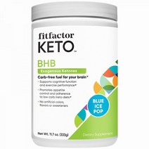 뇌를 위한 Fit factor 케토 BHB 외생 케톤스 무공해 연료 Blue Ice Pop 11.7온스 30인분