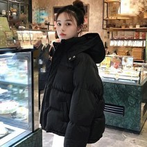 여성 빅사이즈 숏패딩 Lucyever 여성 다운 재킷 코트 2021 겨울 두꺼운 따뜻한 솔리드 짧은 후드 파카 여성 코튼 패딩 재킷 캐주얼 아웃웨어 15