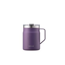 LocknLock Metro 머그 스테인리스 스틸 이중 벽 단열 손잡이 뚜껑 473.2ml (16온스) 오프 화이트, 16 oz, Purple