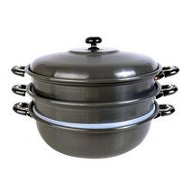 FDA승인 유진 경질 3단 찜솥 42cm 대게 킹크랩 찜통 찜기 업소용 대형 가리비 새우 조개 꽃게 스팀 솥 만두