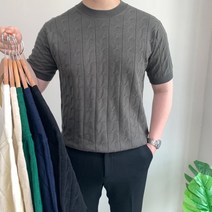 남자꽈배기니트 쿨 워셔블 반팔 티셔츠