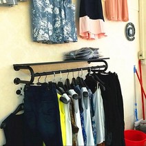 U형 벽면행거 의류매장용 튼튼한 선반 행거 공간활용 카페 소품 진열 행거 매장용, 블랙무선반80cm