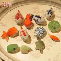 정원꾸미기 인테리어 소품 인형 정원 조형물 품 수제 세라믹 수조는 떠있는 물고기 안뜰 수영장 조경 가정 띄울 수 있습니다, 푸른 반점 큰