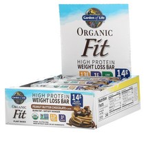 Garden of Life Organic Fit 고단백질 체중 감량 바 땅콩 버터 초콜릿 바 12개입 각 55g(1.94oz)