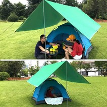 방수 미니 렉타타프 경량 천막텐트 그늘막 차박 캠핑, 딥그린