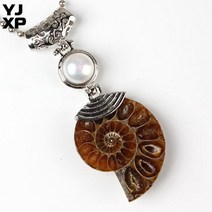 암모나이트 화석 상감 둥근 구슬 독점적인 펜던트 조개 조가비 동물 목걸이 9 펜던트, 진주