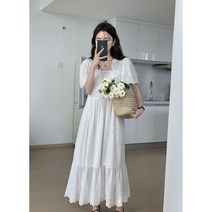 마릴린 펀칭 레이스 화이트 롱 원피스
