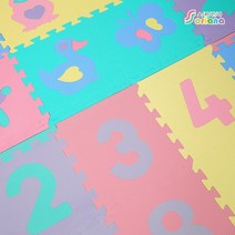 소리안나매트) 12mm 숫자/동물 퍼즐매트10장/놀이방매트, 12T_핑크5+퍼플510장