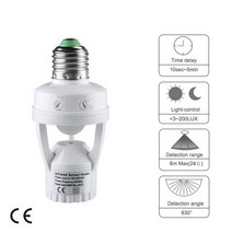 스마트 E27 PIR 모션 센서 라이트 스위치 110V 220V 검출기 베이스 램프 홀더 럭스 타임 딜레이 조정 제어 전구 소켓, [01] White, 1.White