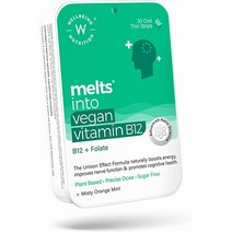 WELLBEING NUTRITION Melts 비건 비타민 B12메틸코발라민 엽산5-MTHF 브라미바코파 몬니에리 커큐민 -30 경구용 얇은 스트립