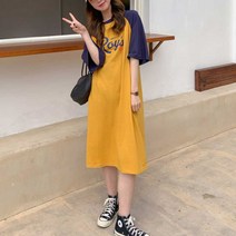 나미나라 입기편한 편한옷 여성 루즈핏 반팔면 마트갈때 코디 배색 0WA3C50E