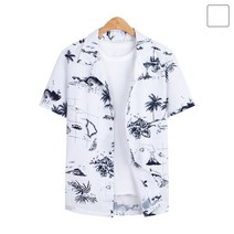 모니즈 95~120 화이트 하와이안 반팔 셔츠 남방 빅사이즈 SHT163