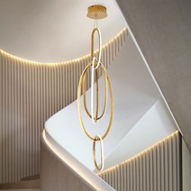 계단 램프 긴 샹들리에 라이트 럭셔리 포스트 모던 리빙 룸 빌라 듀플렉스 빌딩 나선형, W 50 X H100CM, Cold white