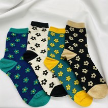 귀여운 꽃송이 화사한 색상 도트 꽃 양말