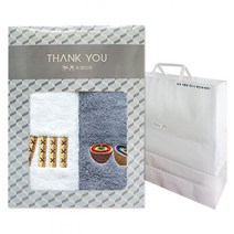 송월타월 명절놀이 수건 160g 40수 코마사 2p + 쇼핑백 선물 세트, 랜덤발송, 1세트