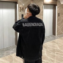 남자 자켓 가을과 사회 정신 가이 데님 재킷 남성 유행 잘 생긴 그물 빨간색 같은 스타일 백 핫 드릴 탑
