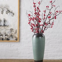 도자기 아메리카노 빈티지 도자기 항아리 드라이 플라워 수양 작은 꽃병 거실 TV 카운터 꽃꽂이 장식 화분, 큰꽃병+시뮬레이션레드포춘과일2큰지점