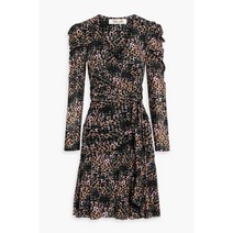 DIANE VON FURSTENBERG 다이앤 본 퍼스텐버그 Viviette wrap-effect ruched printed stretch-mesh 미니 원피스130151