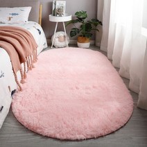 거실용 타원형 센터 카펫 대형 플러시 푹신한 어린이 침실 키즈 침대 룸 털이 부드러운 발 매트 홈 데코, pink_40x60cm mini size