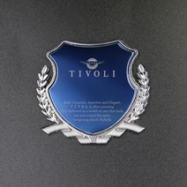 [팬덤] 티볼리에어 B필러 휀다 로고 트렁크 DIY 포인트 튜닝 엠블럼 익스테리어 몰딩 장식, 블루(1P)