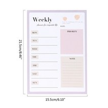 플래너 독서노트 2-in-1 Tearable Weekly Planner 캘린더 방수 커버 50 매 데이트 페이지 To-do-list Pad 비즈니스 일정 메모장, [17] 50 Sheets