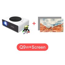 TouYinger Q9 LED 영화 프로젝터 7000 루멘 1080P 300in 큰 화면 스마트 TV 안 드 로이드 블루투스 홈 텔레비전, 11 Q9W Screen 100in