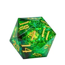 다면체주사위 dnd 숫자주사위 10면 trpg Cusdie 33mm 레인보우 필름 d20 주사위 20면 수지 샤프 에지 주사위 싱글 d20 다면체 주사위 rpg 보드 게임, 그린