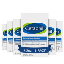 세타필 딥 클렌징 페이스 & 바디 바 모든 피부 타입용 3개입, 4.5 Ounce (Pack of 6)