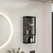 화장실 선반 수건장 찾기쉬운 반투명 욕실수납장 보관함, 오른쪽여닫이블랙30*15*70, 복장을 갖추다