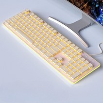 무소음 레트로 디자인 사무용 LED 키보드 타자기, 공식 규격, 옐로우화이트라이트