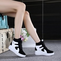 키높이운동화 스니커즈 슬립온 통굽 여성 쿠션 신발 가황 가 플랫폼 내부 레이스업 하이탑 증가 레드 여성용 캐주얼 겨울 웨지