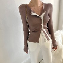 크롭 가디건 볼레로 숄 퍼 gg캐주얼 스트라이프 대비 니트 카디건 스웨터 여성용 스트레치기본패션가을 겨울