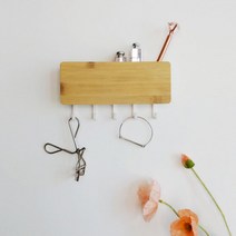 레이블제이 우드 자석 현관 마스크 키 소품 보관 다용도 거치대 4colors, 03.밤부 화이트, 1개