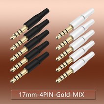 10pcs 흰색과 검은색 3.5mm 스테레오 헤드셋 플러그 4극 3극 3.5 오디오 플러그 잭 어댑터 커넥터 Iphone 새 콘센트 2.5mm, 17mm 4P 골드 믹스