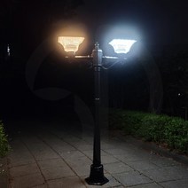 태양광 인테리어 조명 1.3m 가로등 모던스타일 2구 3색내장 전원주택 정원등, 원형타입