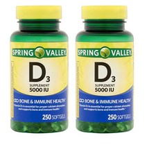 Spring Valley Vitamin D3 5000 IU 스프링밸리 비타민D3 5000IU 250정 2팩